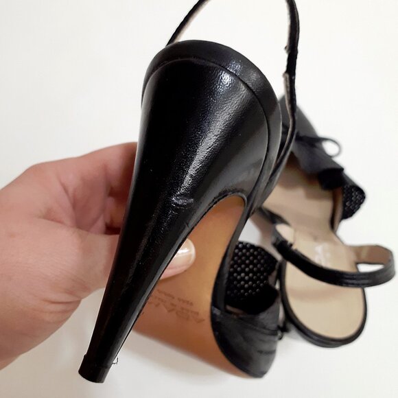 ADAMI Pinup Stiletto Heel Pumps with Ruffle Detail in Jet Black Leather - Picture 9 of 15
